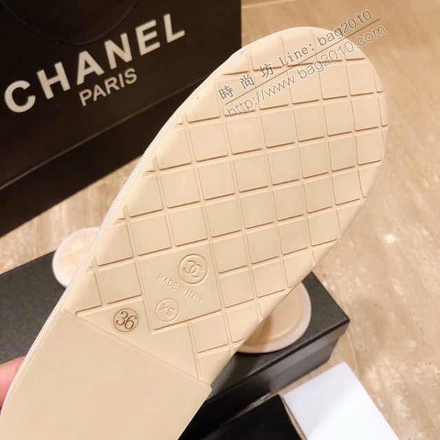 Chanel女鞋 香奈兒2020新款珍珠鏈條拖鞋  naq1293